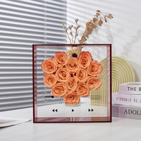 Vente flash - Fleurs éternelles artisanales - Rose éternelle dans une boîte en acrylique CD - Cadeau romantique pour la Saint-Valentin - Ensemble de fleurs de rose avec sac de transport