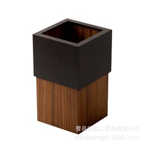 Poubelle carrée en bois de noyer massif pour la maison, le bureau, le salon, la chambre à coucher, utilisation en intérieur - Product Image 5