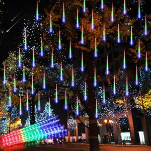Guirlande lumineuse solaire en forme de pluie de météores, à brancher, étanche IP65, pour décoration de sapin de Noël, jardin, mariage, fête, vacances - Product Image 4