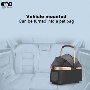 Échantillon gratuit, poussette de voyage pour animaux de compagnie pliable et détachable, OEM ODM, luxe, pliage rapide en une étape, sac de transport pour chiens et chats - Product Image 4