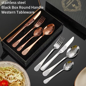 Ensemble <span class=keywords><strong>de</strong></span> couverts <span class=keywords><strong>de</strong></span> luxe Royal 24 pièces en acier inoxydable 410, couverts vintage dorés pour mariage avec boîte - Product Image 5