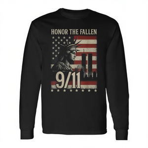Camiseta de manga larga con cuello redondo unisex para adultos, con diseño de la bandera estadounidense del Memorial Honor The Fallen 9 11 - Product Image 2