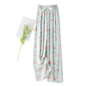 <span class=keywords><strong>Pantaloni</strong></span> <span class=keywords><strong>larghi</strong></span> estivi alla moda da <span class=keywords><strong>donna</strong></span> <span class=keywords><strong>pantaloni</strong></span> <span class=keywords><strong>larghi</strong></span> a vita elastica <span class=keywords><strong>pantaloni</strong></span> pigiami Casual da casa con stampa floreale - Product Image 5