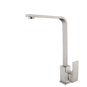SUS 304 Stainless Steel Kitchen Mixer <strong>Tap</strong> Brushed <strong>Square</strong> Kitchen Faucet - Product Image 1