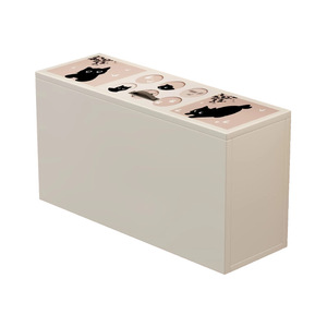 Boîte de rangement en plastique avec motif chat, couvercle, rectangulaire, capacité moyenne, à poser au sol, organisateur minimaliste pour la maison - Product Image 1