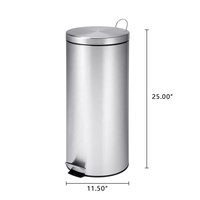 Poubelle en acier inoxydable brossé de 8 gallons Poubelle de cuisine chambre à coucher Poubelle de bureau à domicile Poubelle mince à marche ouverte