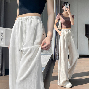 <span class=keywords><strong>Pantalon</strong></span> droit décontracté taille haute en <span class=keywords><strong>lin</strong></span> et lyocell anti-rides pour <span class=keywords><strong>femme</strong></span>, motif uni, collection été 2025 - Product Image 4
