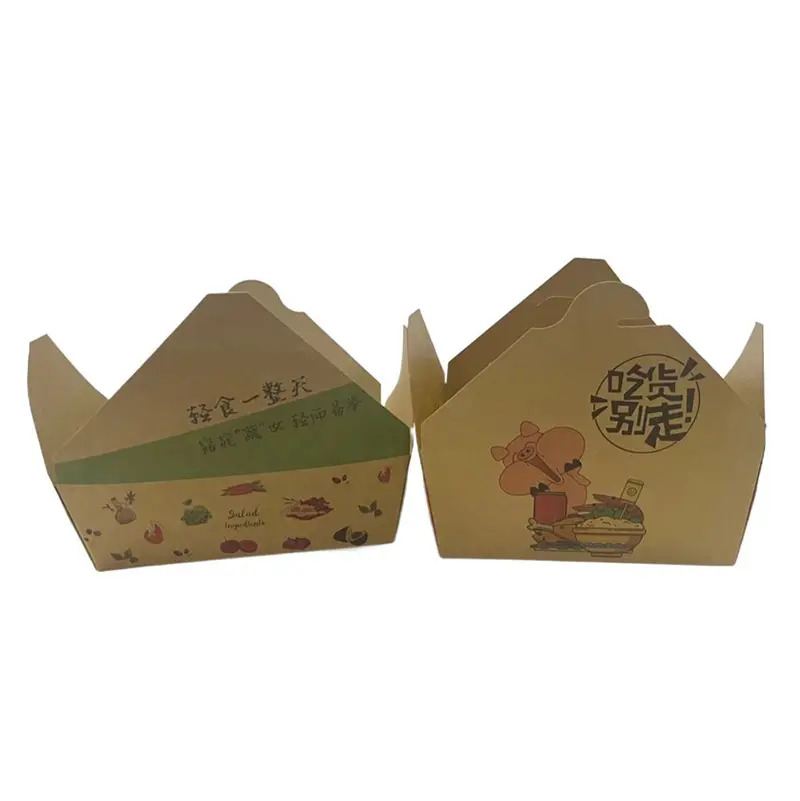 Cetak kustom goreng ayam Biodegradable kertas dilapisi untuk kotak makanan bawa