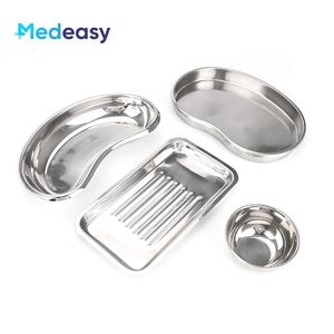 Plateau rénal carré en acier inoxydable 304 Medeasy Medical, plateau à instruments, bol à médicaments pour opérations dentaires, vétérinaires et chirurgicales - Product Image 1