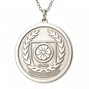 Medalla Lunaistdion Plateada, Diseño Circular Tradicional, Emblema Japonés en Relieve, Artículo Coleccionable - Product Image 2