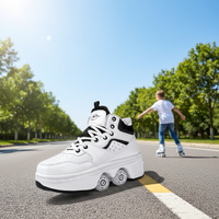 Chaussures de patinage 2-en-1 en matériau TPR noir, blanc et rose, pour adultes et enfants, best-seller intérieur et extérieur 2026