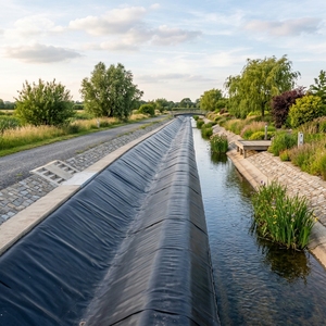 Géomembrane PE de 1 mm utilisée dans les projets de protection contre les infiltrations dans les canaux fluviaux - Product Image 1
