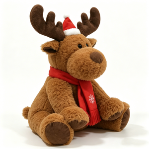 Personaliza un reno de peluche marrón y esponjoso, un reno de peluche suave para sentarse, un lindo reno de peluche navideño. - Product Image 4