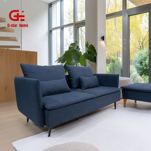 تصميم جديد أريكة مقطعية من نسيج أزرق قابلة للتحويل على شكل حرف L-3 مقاعد للشقة غرفة المعيشة أو الفندق مع - Product Image 5