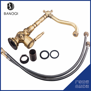Grifo de una manija de latón antiguo Bangqi, instalación de encimera de nuevo diseño, <span class=keywords><strong>lavabo</strong></span> de agua fría de cocina con núcleo de válvula de cerámica - Product Image 4