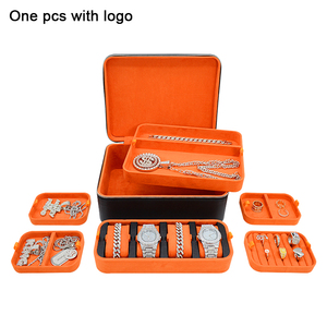 Boîte à <span class=keywords><strong>Bijoux</strong></span> Luxe en Cuir Noir de Voyage Portable, Étui Organisateur <span class=keywords><strong>pour</strong></span> Montres, Lunettes, Bagues et Colliers – Vente en Gros - Product Image 5