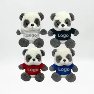 9 inç dolması panda oyuncaklar özelleştirilebilir logo güzel hayvan panda peluş oyuncaklar bebekler için gömlek yumuşak çocuk erkek kız hediye