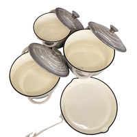Toptan kırmızı renk yapışmaz dökme demir emaye TENCERE SETİ 4 adet emaye demir döküm tencere TENCERE SETİ mutfak için