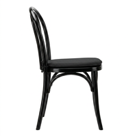 Chaise Thonet en bois de hêtre massif avec coussin amovible, chaise de salle à manger en bois courbé noir pour mariage, hôtel, café