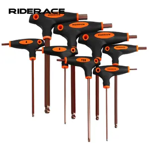 RIDERACE-Clé hexagonale Allen pour vélo, outils de réparation à main, poignée en T, 2.5/3/4/5/6/8/10mm, clé hexagonale intérieure à tête sphérique en acier T25 S2