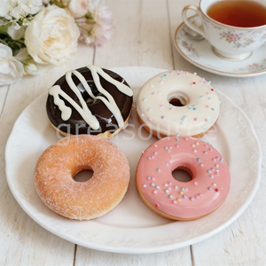 Set de Modelos de Donuts de Plástico Realistas, Decoraciones de Donuts Coloridas Ecológicas, Glaseado de Chocolate, Azúcar Rosa Glaseado - Product Image 3