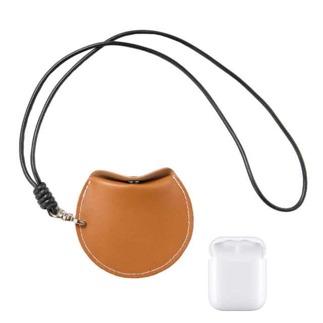 Multifunctional PU Leather Earbud Pouch Earphone Storage Bag With Neck Strap Vintage Coin Pouch