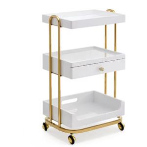 salon shop Hot Selling Stainless Steel Foldable Heavy-Duty 4-Wheel Multifunctional Hair Salon <b>Trolley</b> for <b>Beauty</b> Shops - Product Image 1