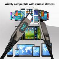 Kabel Data Anyaman Tipe-C Pengisian Cepat 240W dengan Layar Digital 100W Cocok untuk Ponsel Cocok untuk Android