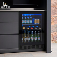 Kabinet Dapur Modular Luar Ruangan Modern dari Baja Tahan Karat Multifungsi Anti Karat Anti Angin untuk BBQ dengan Panel Kaca