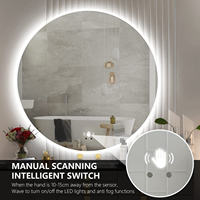 Espejo Redondo de Pared con Retroiluminación LED para Hotel Moderno, Luz Iluminada que Cambia de Color, IP66 Impermeable, Alto CRI 90, Marco de Aluminio