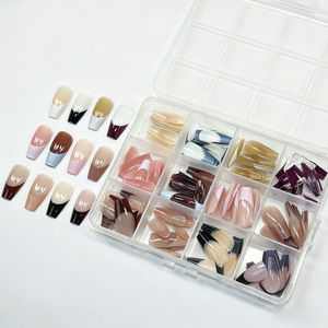 Four-color 12-grid <strong>nail</strong> art wearable <strong>nails</strong> 144pcs hand and foot <strong>nail</strong> art finished <strong>nail</strong> patches <strong>fake</strong> <strong>nail</strong> set wearable <strong>nails</strong> - Product Image 6