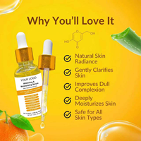 OEM ODM Sérum anti-âge à la vitamine C et à la vitamine E, Aloe vera, thé vert, B5, liquide éclaircissant, exfoliant pour le corps et le visage, anti-rides