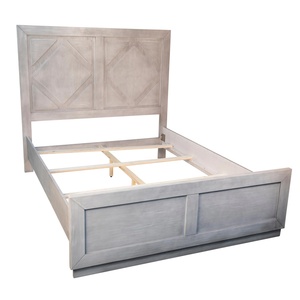 Cadre de lit double en bois massif de haute qualité, style mid-century, personnalisable en taille Queen ou King, pour chambre à coucher - Product Image 2