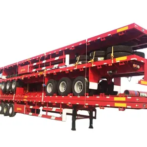 Tri-Axle 40FT 60FT Shipping Container Flatbed Semi Tractor Trailer