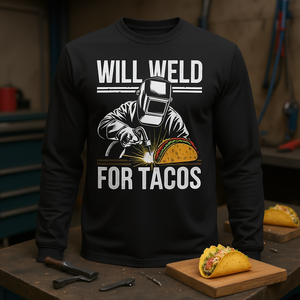 Camiseta de manga larga Will Weld For Tacos, camiseta de soldadura - Product Image 3