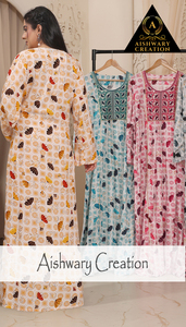 Vestido Kaftán Largo 100% Algodón para Mujer, Ropa Musulmana Tradicional, Estampado Floral, Prenda Modesta, Cómoda para Uso Diario, Fabricante - Product Image 3