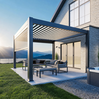 Pergola Bioclimatique Manuelle 3x3m 4x3m en Aluminium Étanche avec Lames Orientables pour Ombrage de Terrasse Résidentielle