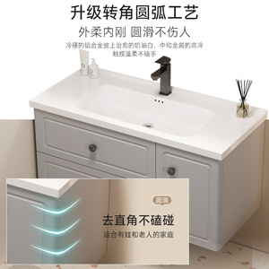 Basin and Vanity Mirror Farmhouse & Hospital Use Complete Bathroom Vanity White Wall-Hung Bathroom Cabinet with Ceramic - Product Image 5