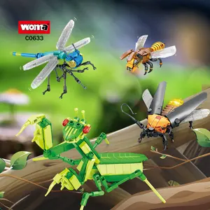 WOMA玩具儿童C0633 4合1 insectos de juguete微型塑料abs积木砖昆虫玩具