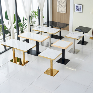 Modern Fast Food <strong>Table</strong> Chair Set Combination Restaurants Snack <strong>Bars</strong> Catering Commercial Stainless Steel Small <strong>Square</strong> <strong>Tables</strong> - Product Image 1