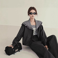 Veste Courte Noire Premium pour Femme en Similicuir PU – Manteau Personnalisé pour l'Automne et le Streetwear
