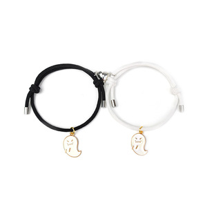 Bracelet à pendentif à breloque citrouille d'Halloween fait à la main une paire réglable amour coeur aimant meilleurs amis/Couples Bracelets à la mode - Product Image 4