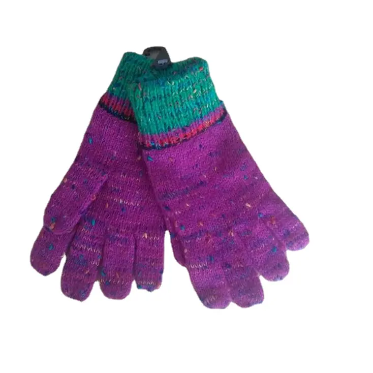 Gants tricotés en jacquard de laine mélangée pour l'hiver par temps froid pour femmes et filles