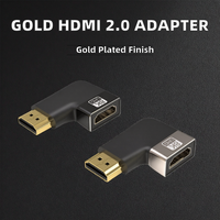 Adaptateur Câble Torsadé 2.0 à Angle Droit 90 Degrés Plaqué Or 24K Mâle-Femelle pour Moniteur, Projecteur, Ordinateur, HDTV, Gaine PVC Tressée