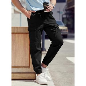 Pantalones Cargo para Hombre, de Algodón, Ajustados, con Cordón, 6 Bolsillos, Pantalones Deportivos Transpirables, Ropa Casual - Product Image 6