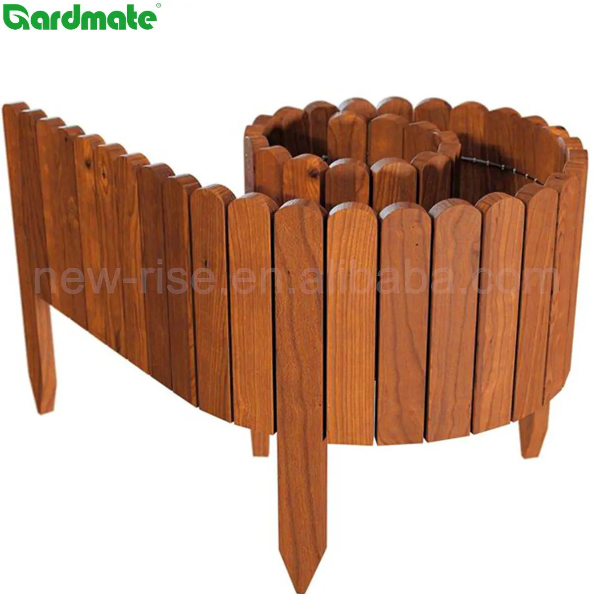 2.03M Log Roll Border Fixed Picket Plug-in Fence Wooden Palisade for Paths Flower Beds Garden Outdoor Lawn Edging