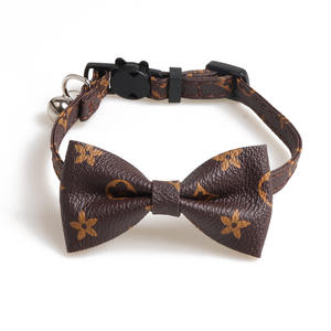 Pajarita de lujo Característica Patrón de impresión Collar de mascota Nudo de lazo para perros Gatos Material de PU - Product Image 6