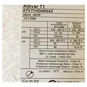 ไดรฟ์ปรับความเร็วรุ่นใหม่และเป็นของแท้ ATV71HD45N4Z กำลัง 45 กิโลวัตต์ 60 แรงม้า 220-240 โวลต์ พร้อมฟิลเตอร์ ไม่มีกราฟิกเทอร์มินัล สำหรับควบคุมอุตสาหกรรม - Product Image 2
