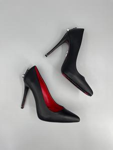 Scarpe da Donna con <span class=keywords><strong>Suola</strong></span> <span class=keywords><strong>Rossa</strong></span>, Punta Affusolata, Tacco Sottile 10cm, Supporto per Arco Plantare, Taglie Grandi, in Vera Pelle, Slip-On, per Serate, Feste e Matrimoni - Product Image 3