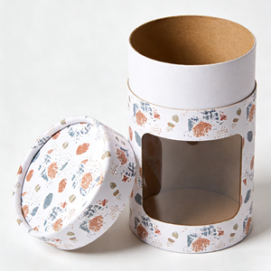 Custom Biodegradable Eco Friendly Kraft Cylinder Cardboard <b>Small</b> Handicraft Paper Tube <b>Box</b> <b>Packaging</b> with Transparent Window - Product Image 3